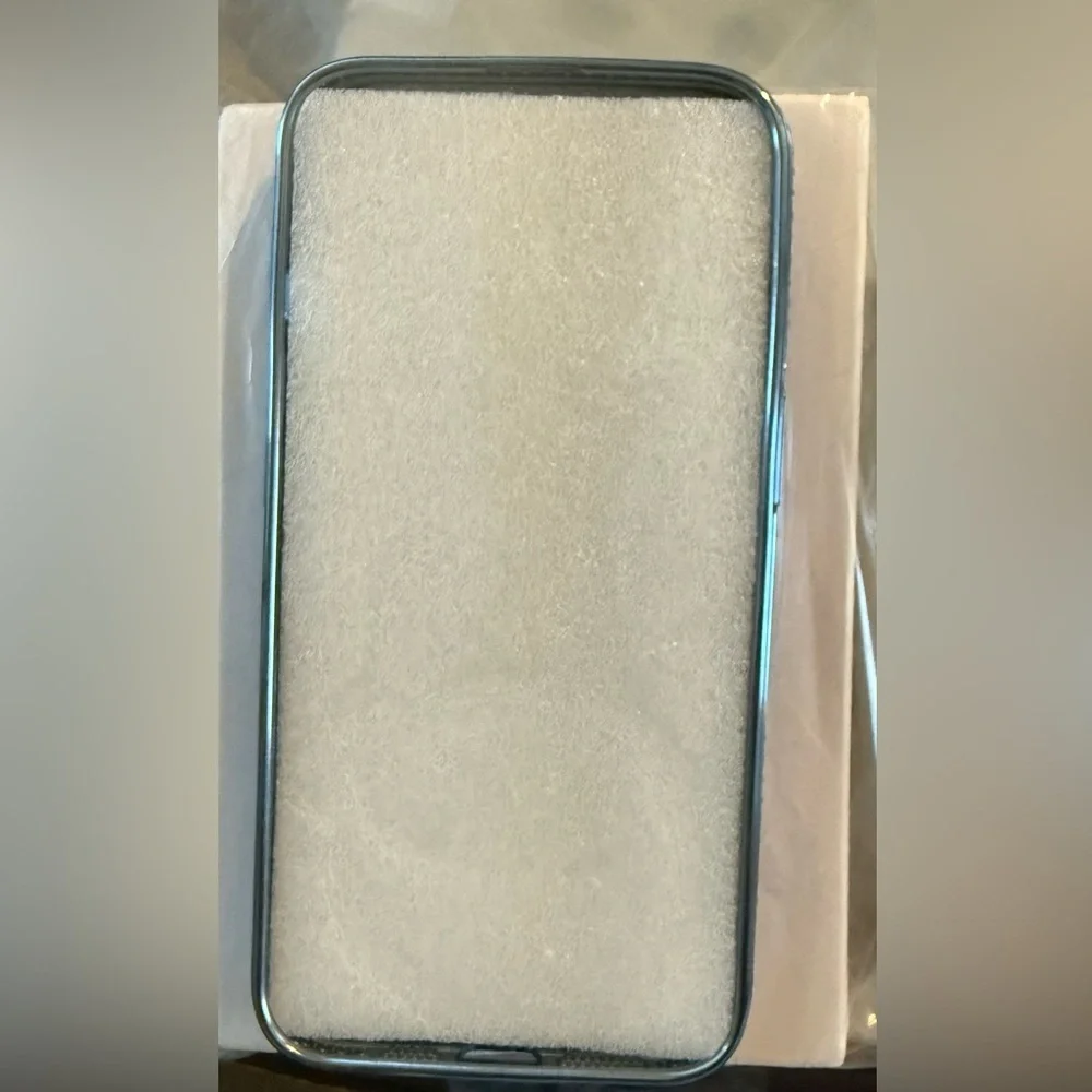 iPhone 14- Luxury Glitter Phone Case with Ring Holder - Silver and blue